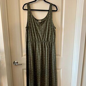 Sonoma Olive Green Boho Maxi Dress XL Sleeveless Casual
